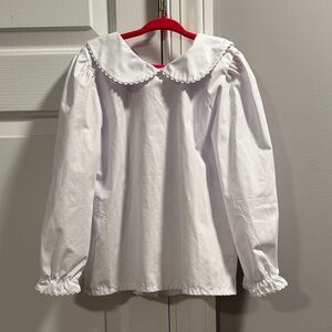 The Beaufort Bonnet Company White Peter Pan Collar Long Sleeve Top
